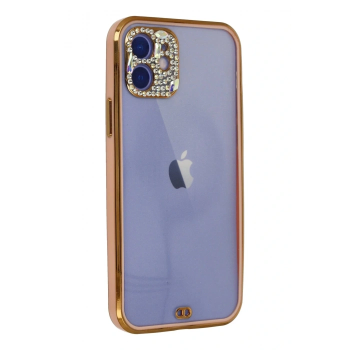 LitaeTrend iPhone 12 Kılıf Liva Taşlı Silikon - Pembe