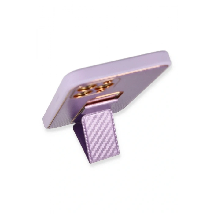 LitaeTrend iPhone 12 Pro Kılıf Coco Karbon Standlı Kapak - Mor