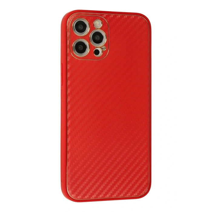LitaeTrend iPhone 12 Pro Max Kılıf Coco Karbon Silikon - Kırmızı