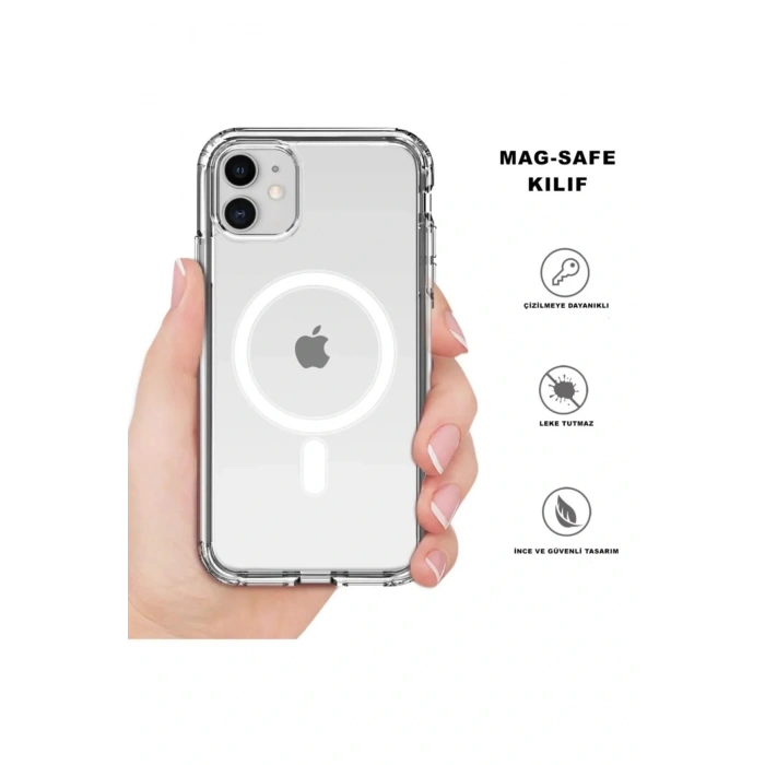 LitaeTrend Iphone 12 Pro Max Kılıf Kamera Lens Korumalı Magsafe Destekli Şeffaf Darbe Emici Sert Kapak