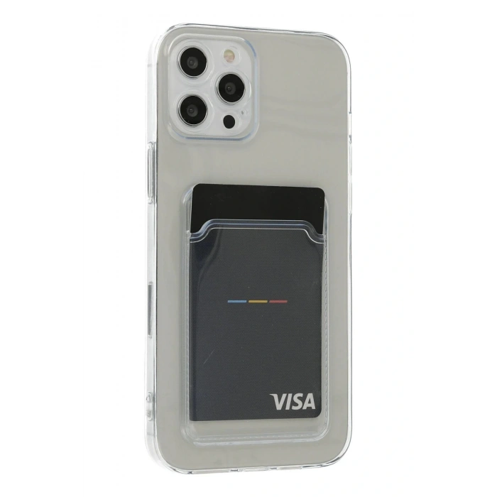 LitaeTrend iPhone 12 Pro Max Kılıf Kart Şeffaf Silikon - Şeffaf