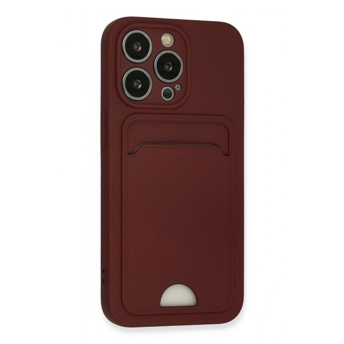 LitaeTrend iPhone 13 Pro Kılıf Kelvin Kartvizitli Silikon - Bordo