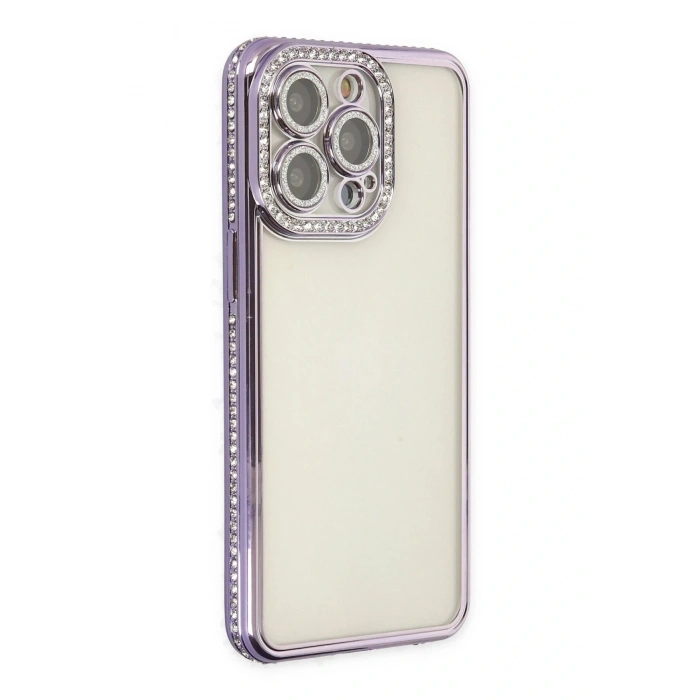 LitaeTrend iPhone 14 Pro Kılıf Joke Taşlı Silikon - Mor