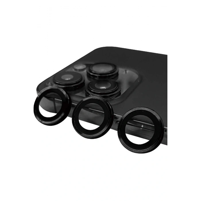 LitaeTrend iPhone 14 Pro Max Raze Metal Kamera Lens - Siyah