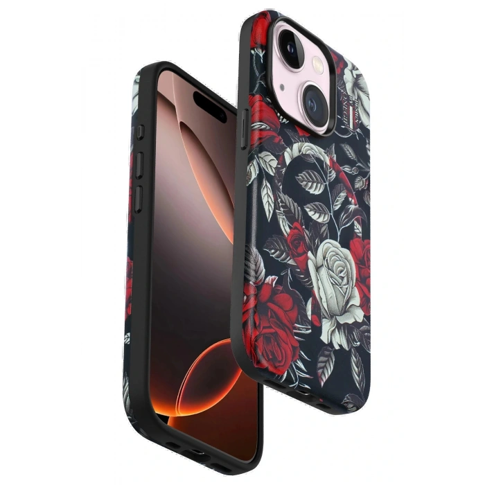 LitaeTrend iPhone 15 Plus Flower Series Magsafe Kapak - Siyah