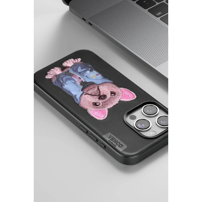 LitaeTrend iPhone 15 Pro Cute Desenli Kapak - Siyah