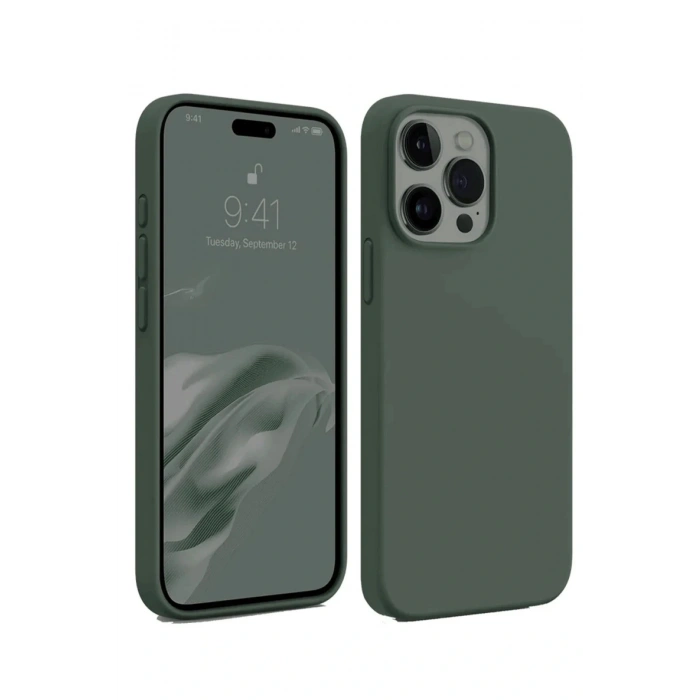LitaeTrend iPhone 15 Pro Kılıf First Silikon - Koyu Yeşil