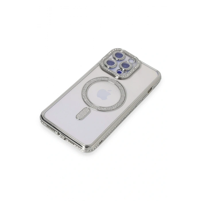 LitaeTrend iPhone 15 Pro Kılıf Joke Simli Magneticsafe Kılıf - Gümüş