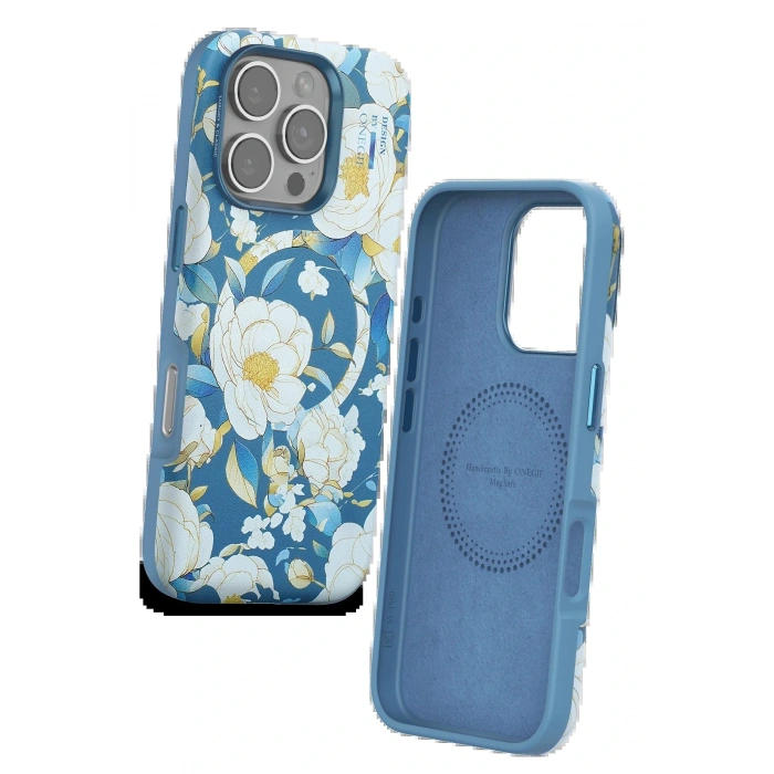 LitaeTrend iPhone 16 Pro Max Flower Series Magsafe Kapak - Mavi