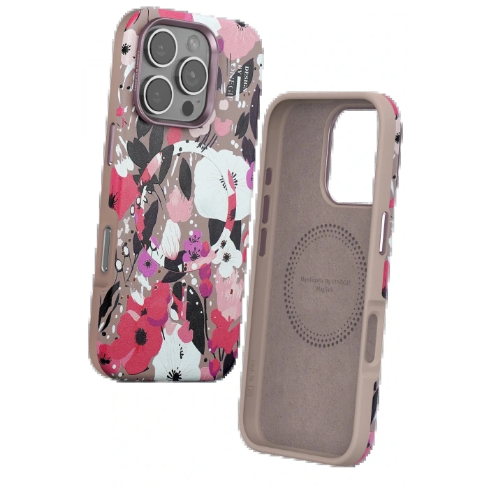 LitaeTrend iPhone 16 Pro Max Flower Series Magsafe Kapak - Pembe