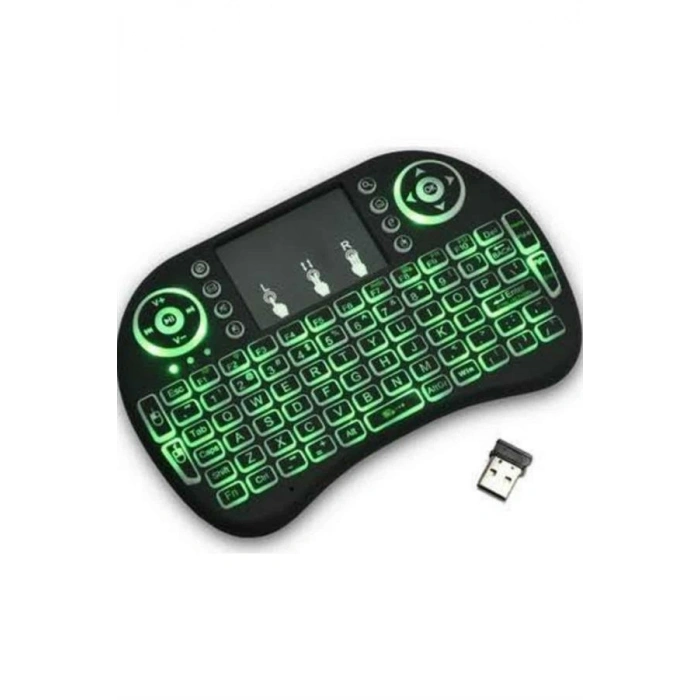 HERŞEYTREND Işıklı Kablosuz Mini Klavye ve Dokunmatik Mouse Seti Türkçe Kablosuz