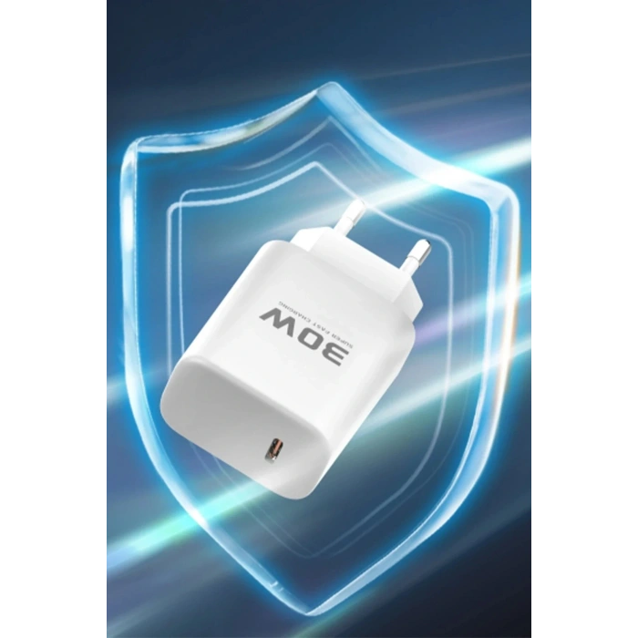 LitaeTrend JK89 30W Type-C Çıkışlı Ekstra DC66 1M Type-C to Lightning Kablolu PD Şarj Cihazı - Beyaz