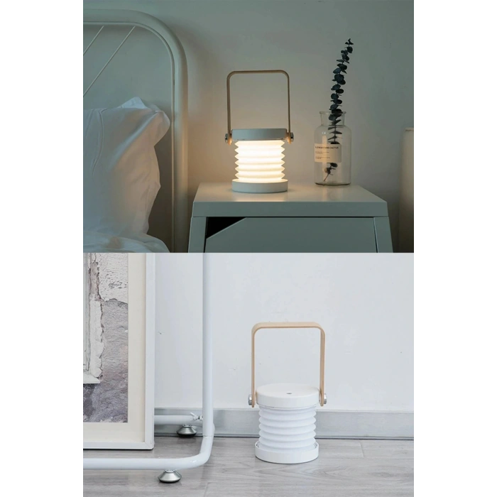 LitaeTrend JP-DLD Kamp Lambası Görünümlü Dekoratif Gece Lambası - Beyaz