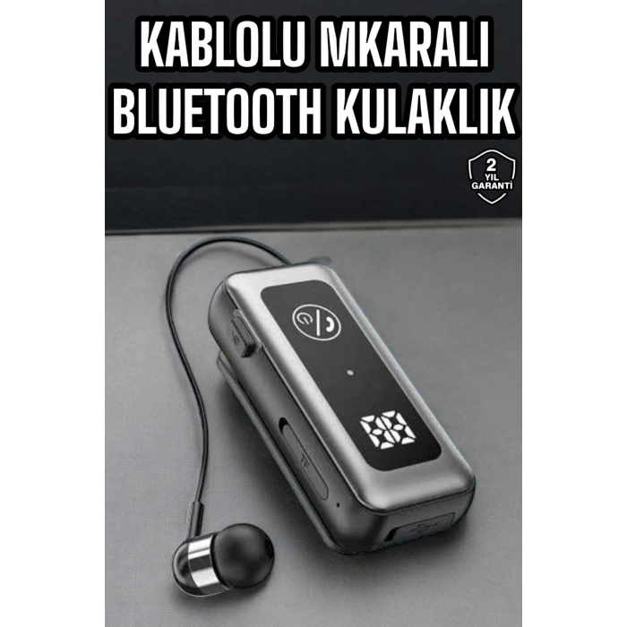LitaeTrend Kablolu Bluetooth Kulaklık Kulak İçi Stereo Mikrofonlu Dijital Göstergeli
