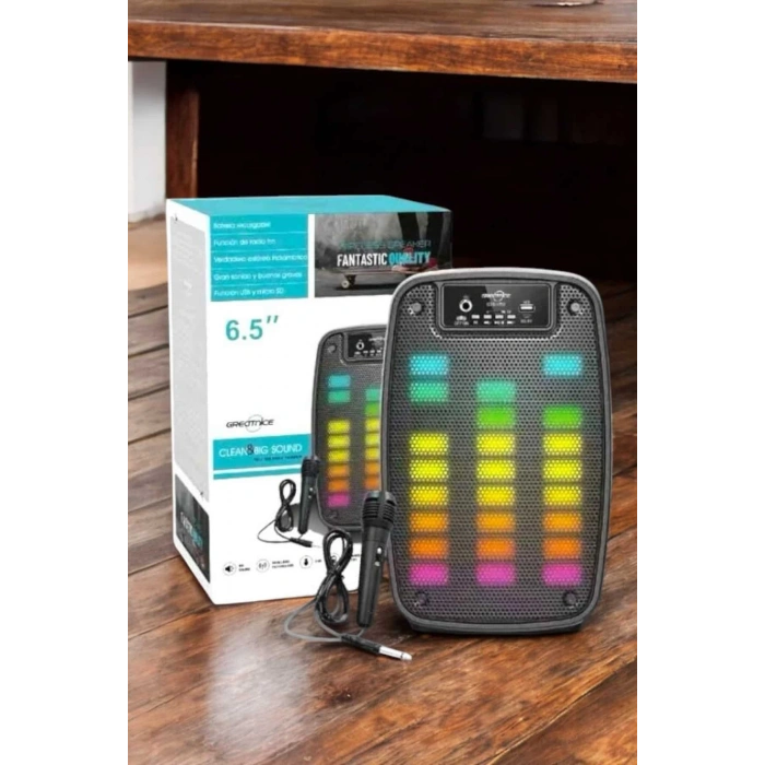 LitaeTrend Kablosuz Bluetooth Hoparlör Taşınabilir 6.5 inç LED Işık Kareoke