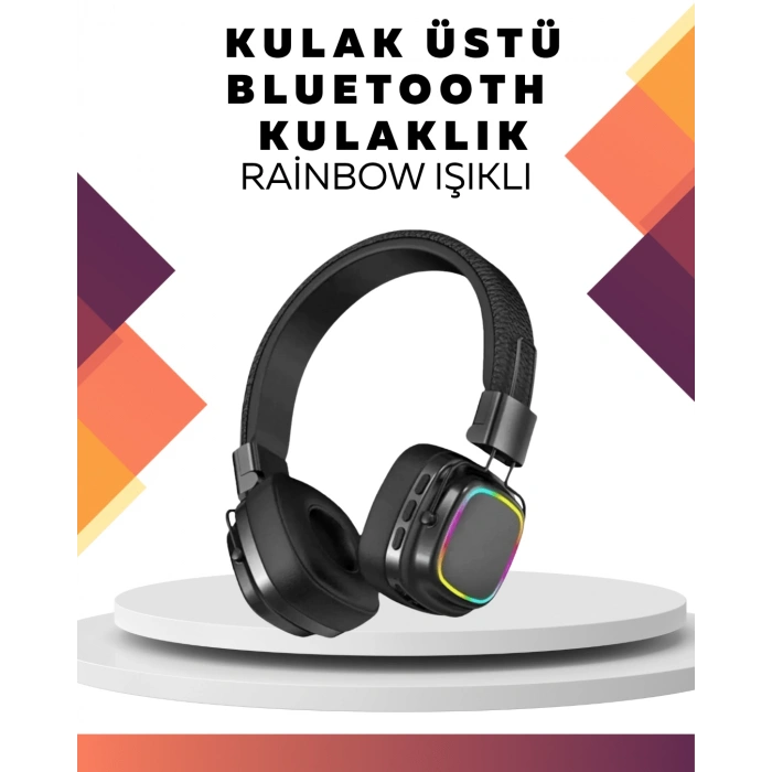 LitaeTrend Kablosuz RGB Işıklı Katlanabilir Bluetooth Kulak Üstü Kulaklık
