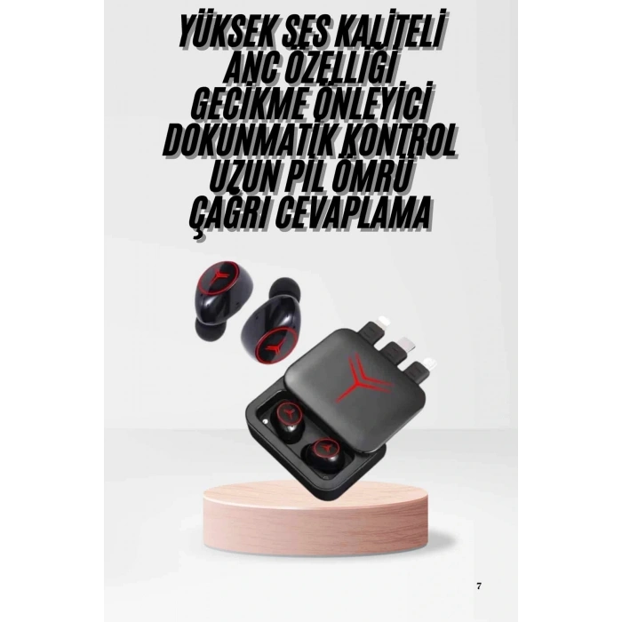 LitaeTrend Kablosuz Şarj Göstergeli Powerbank Özellikli Bluetooth Kulaklık Çağrı Cevaplayabilen