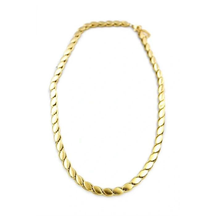 HERŞEYTREND Kalın Kısa Arpa Zincir Kolye - Altın