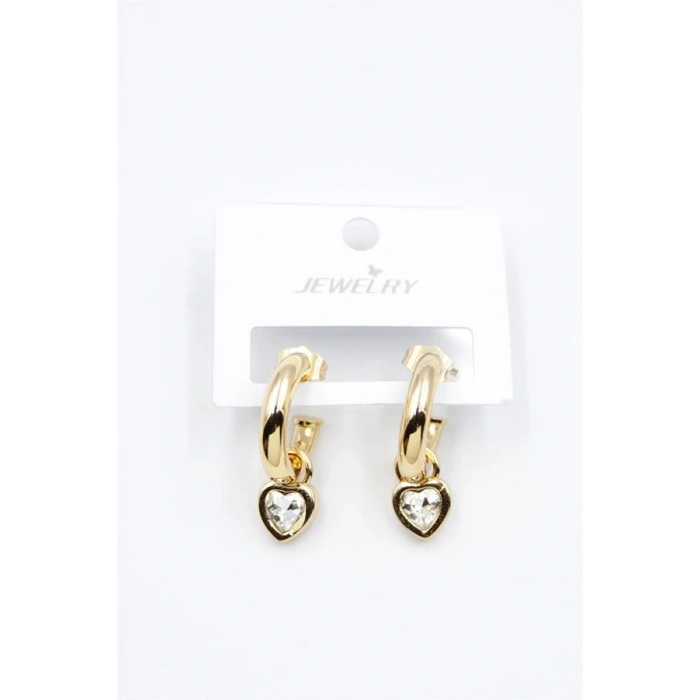 LitaeTrend Kalp Halka Küpe - Beyaz