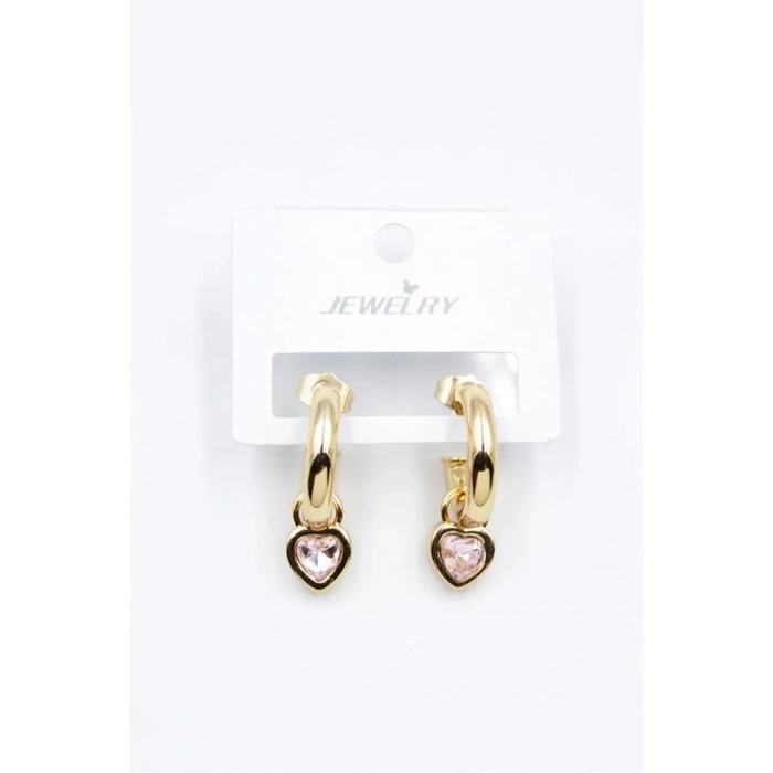 LitaeTrend Kalp Halka Küpe - Pembe