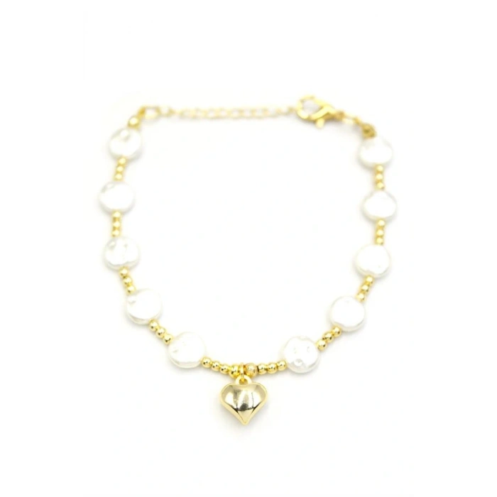 HERŞEYTREND Kalp İnci Bileklik - Altın