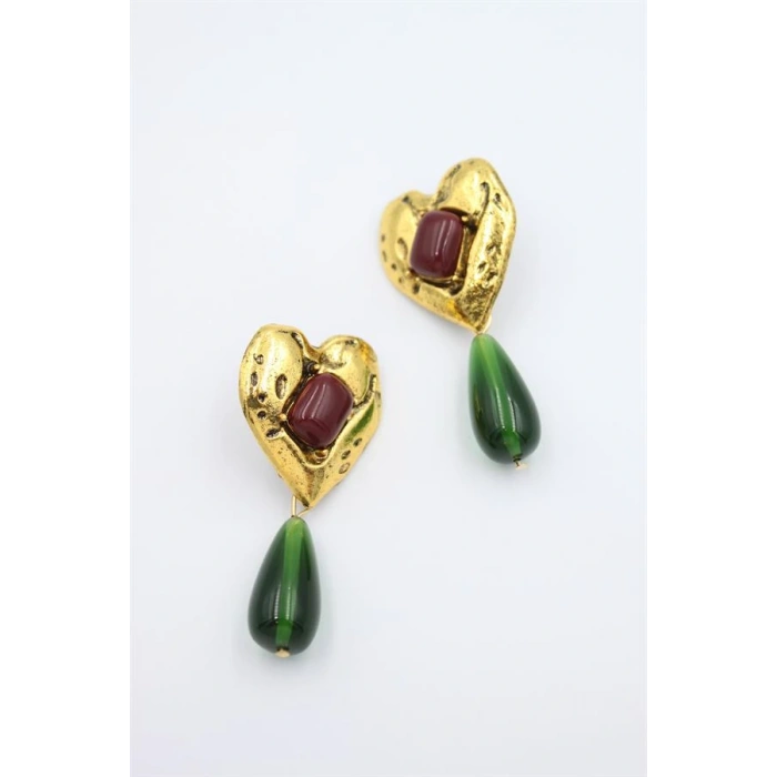 HERŞEYTREND Kalp Küpe - Yeşil