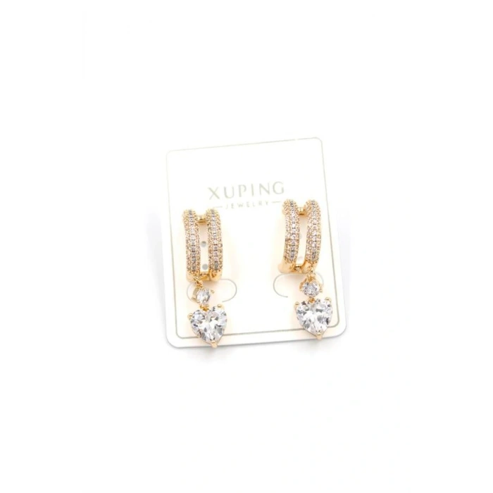 LitaeTrend Kalp Taşlı Küpe - Altın