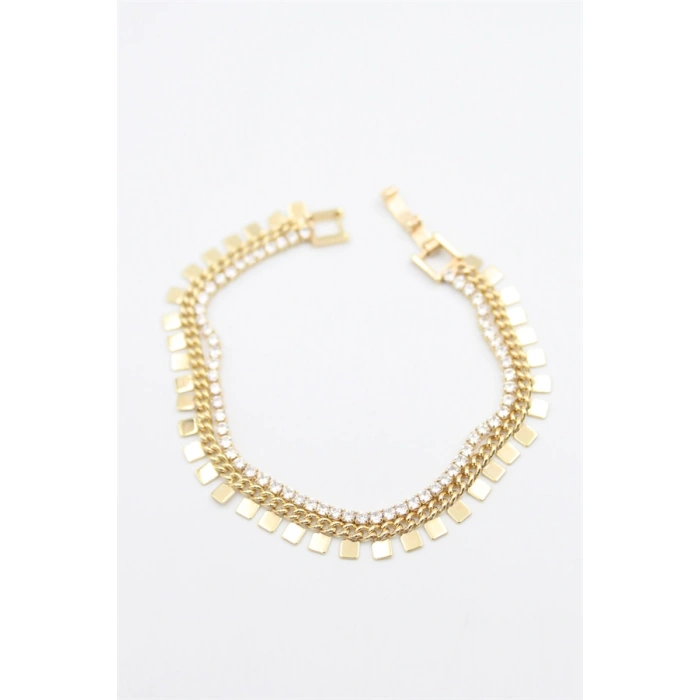 HERŞEYTREND Kare Pullu Su Yolu Bileklik - Altın