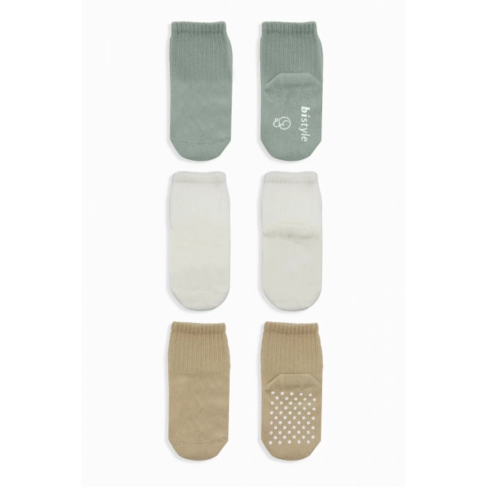 LitaeTrend Kaymaz Penye Soket Çorap 3lü  Nil Ekru Bej