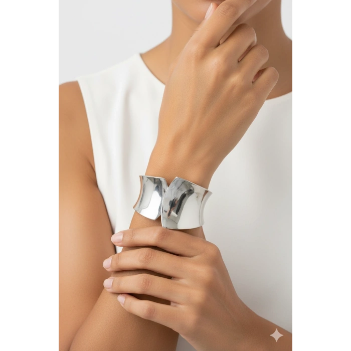 LitaeTrend Kelepçe Bilezik - Gümüş