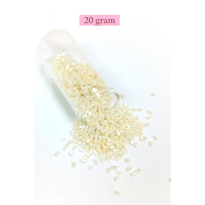 LitaeTrend Kesme Cam Boncuk 2mm - 20 Gram - Krem -BNC336