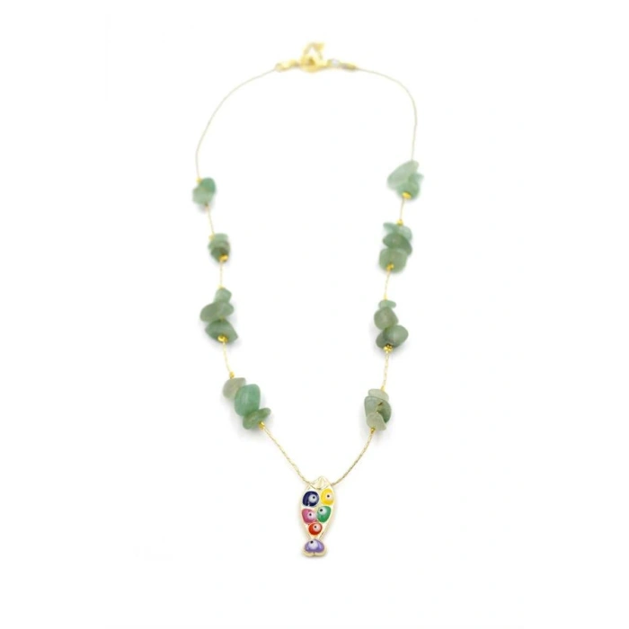 LitaeTrend Kırıktaşlı Balık Kolye - Su Yeşili