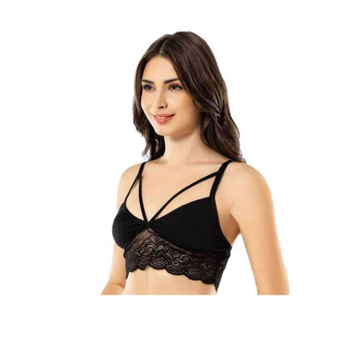 HERŞEYTREND Kota 2 Adet Siyah Dantelli Çapraz İpli Büstiyer