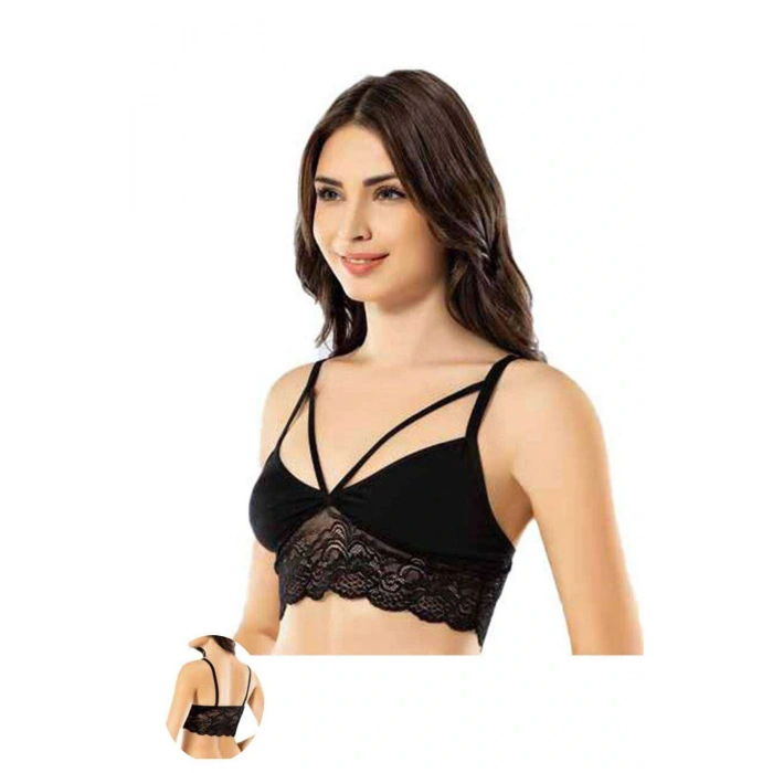 HERŞEYTREND Kota 4 Adet Siyah Dantelli Büstiyer 6342