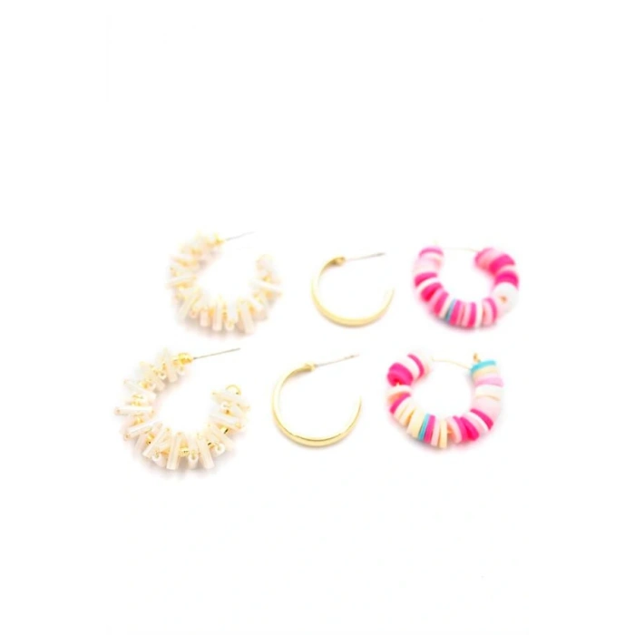 LitaeTrend Kristal Boncuklu Küpe - Krem