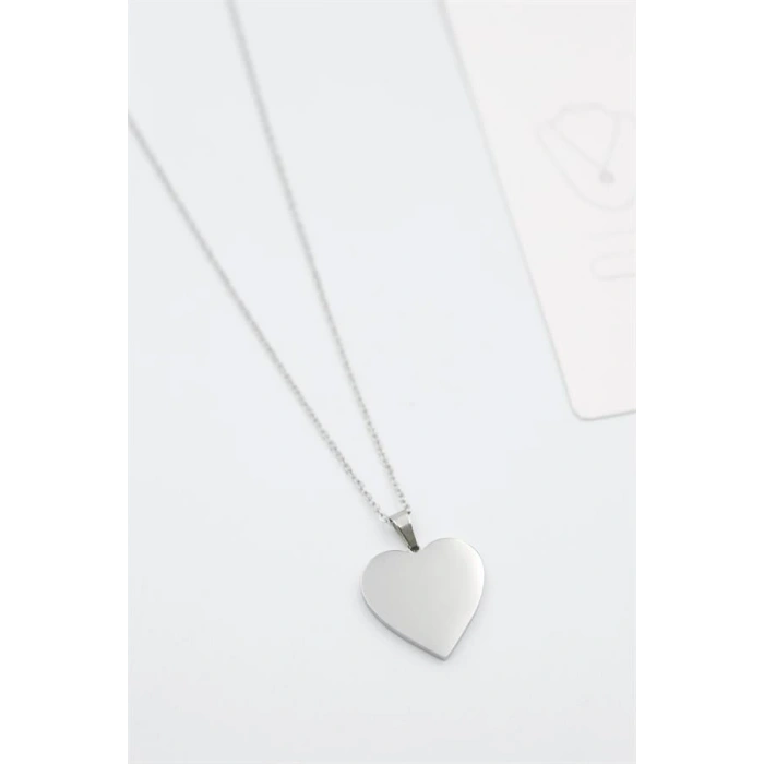 LitaeTrend Küçük Kalp Plaka Kolye - Gümüş
