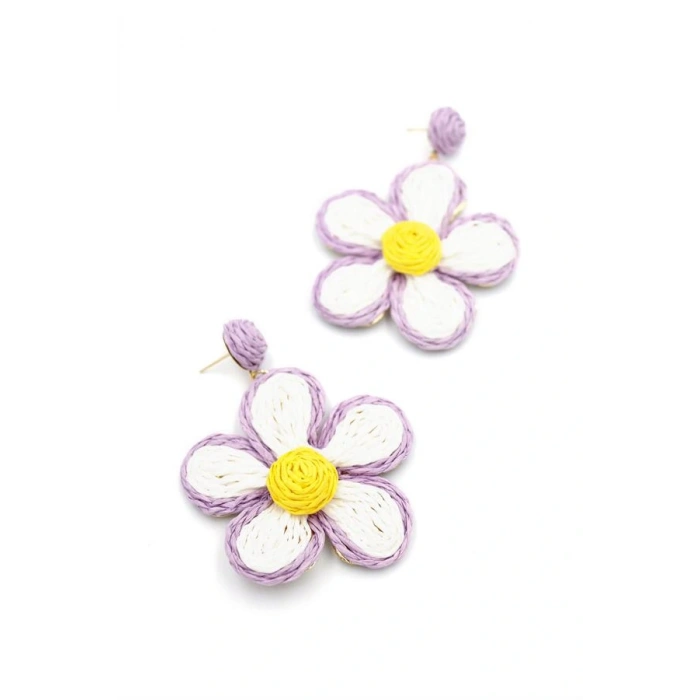 LitaeTrend Kumaş Papatya Küpe - Mor