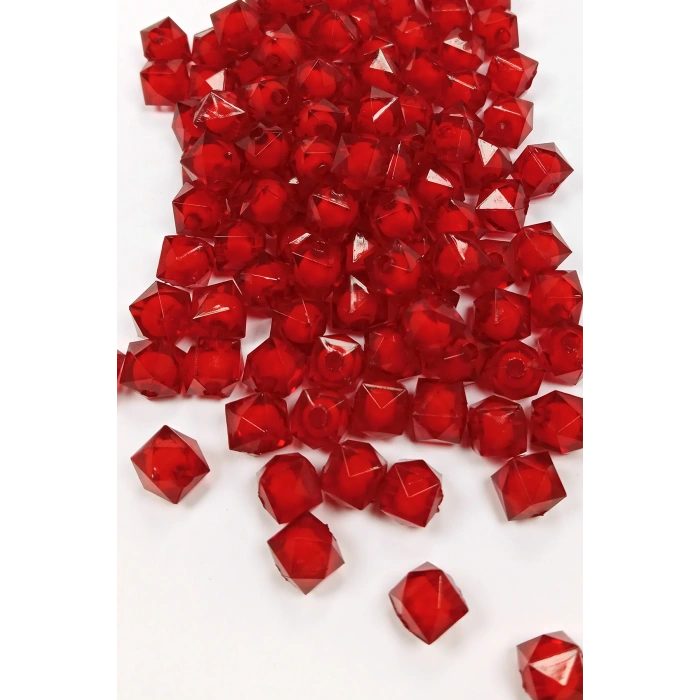 LitaeTrend Küp Boncuk İçten Boncuklu Bileklik Çanta Boncuğu 10 mm 50 gr Kırmızı - BNC448