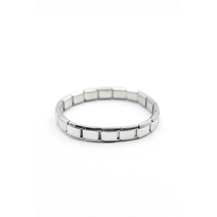 LitaeTrend Lastikli Çelik Bileklik - Gümüş