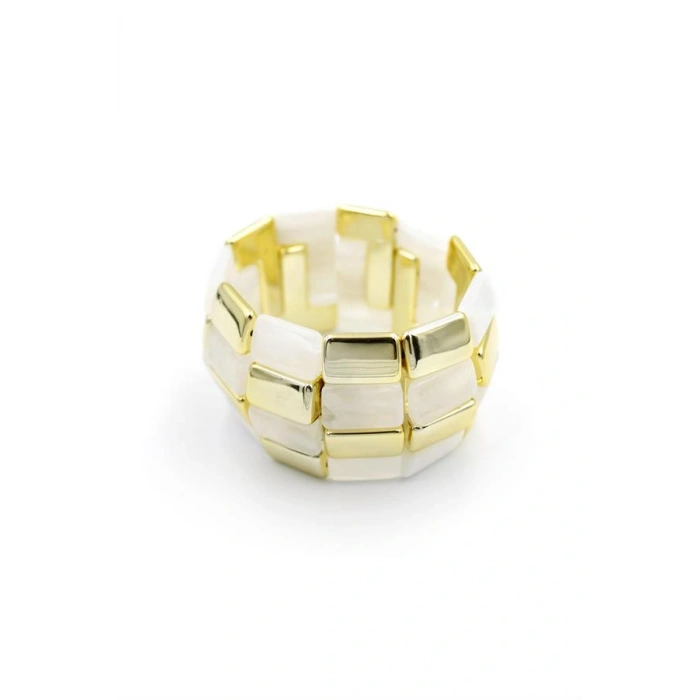 LitaeTrend Lastikli Taşlı Bilezik - Krem