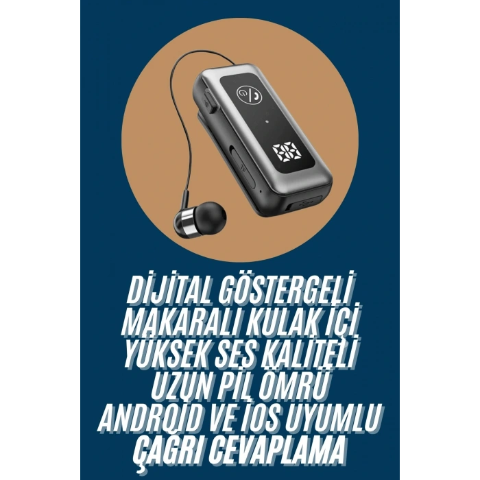 LitaeTrend Makaralı Kulaklık SD Kart Girişli Dijital Göstergeli Kablolu Bluetooth Kulaklık