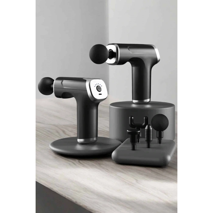 LitaeTrend Masaj Tabancası 4 Başlıklı Kas ve Vücut Ağrıları İçin Şarjlı Darbeli