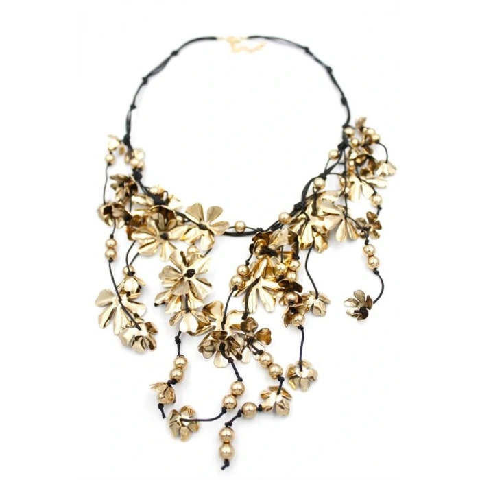 HERŞEYTREND Metal Çiçek Kolye - Altın