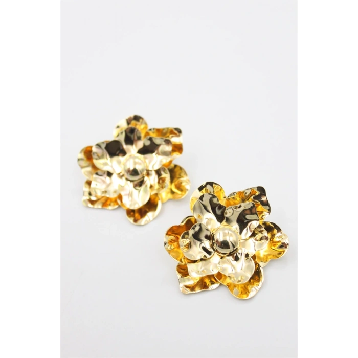 HERŞEYTREND Metal Çiçek Küpe - Altın