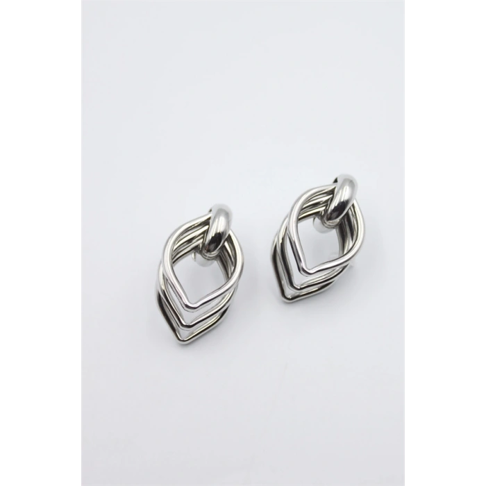 HERŞEYTREND Metal Halka Küpe - Gümüş