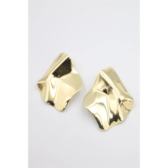 HERŞEYTREND Metal Plaka Küpe - Altın