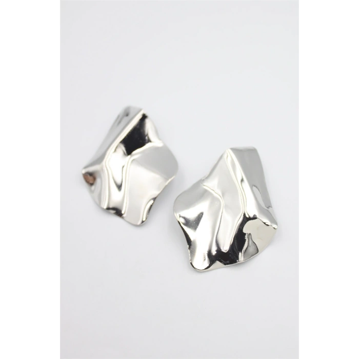 HERŞEYTREND Metal Plaka Küpe - Gümüş