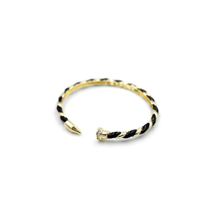 LitaeTrend Mineli Çivi Bilezik - Siyah