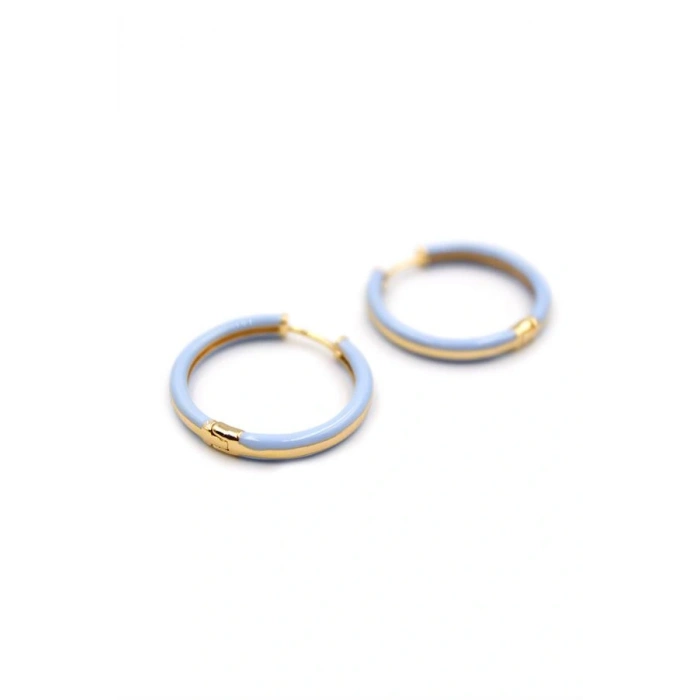 LitaeTrend Mineli Halka Küpe - Açık Mavi