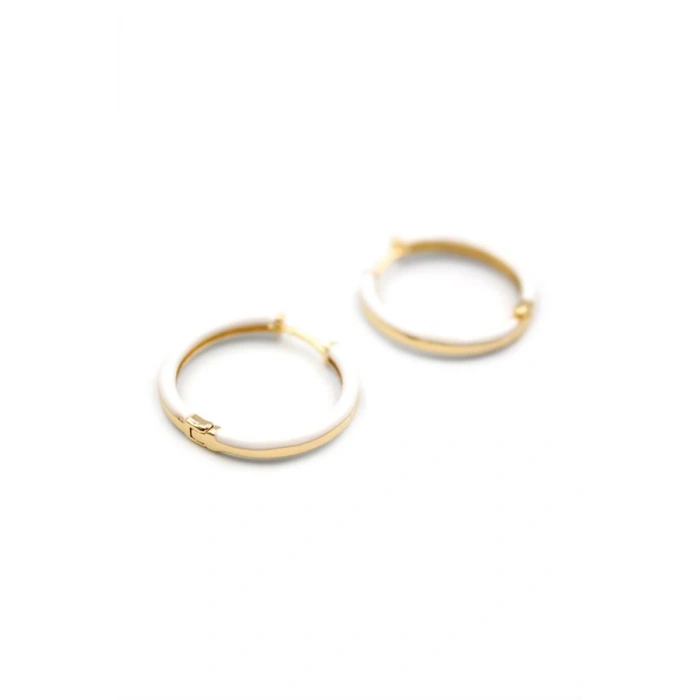 LitaeTrend Mineli Halka Küpe - Beyaz